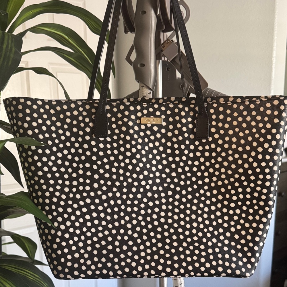 Kate Spade Black and White Polka Dot Tote
